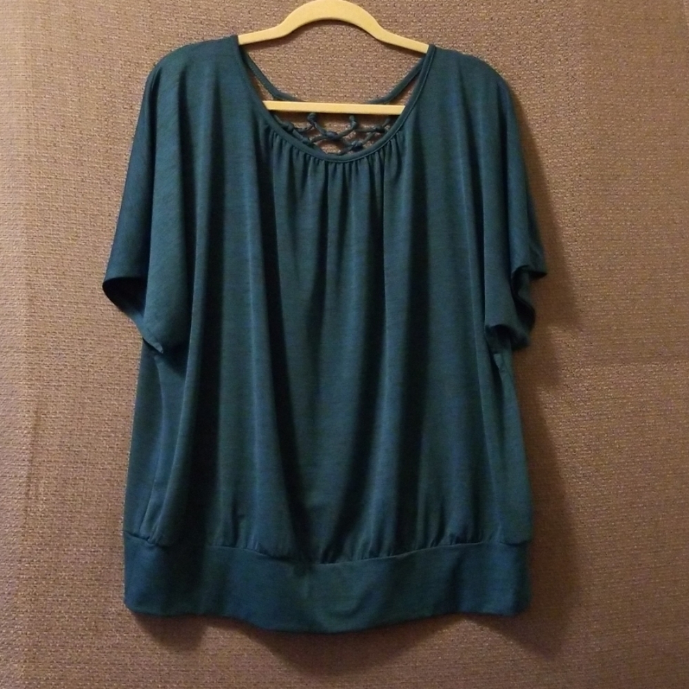 Alyx teal shimmer knit blouse